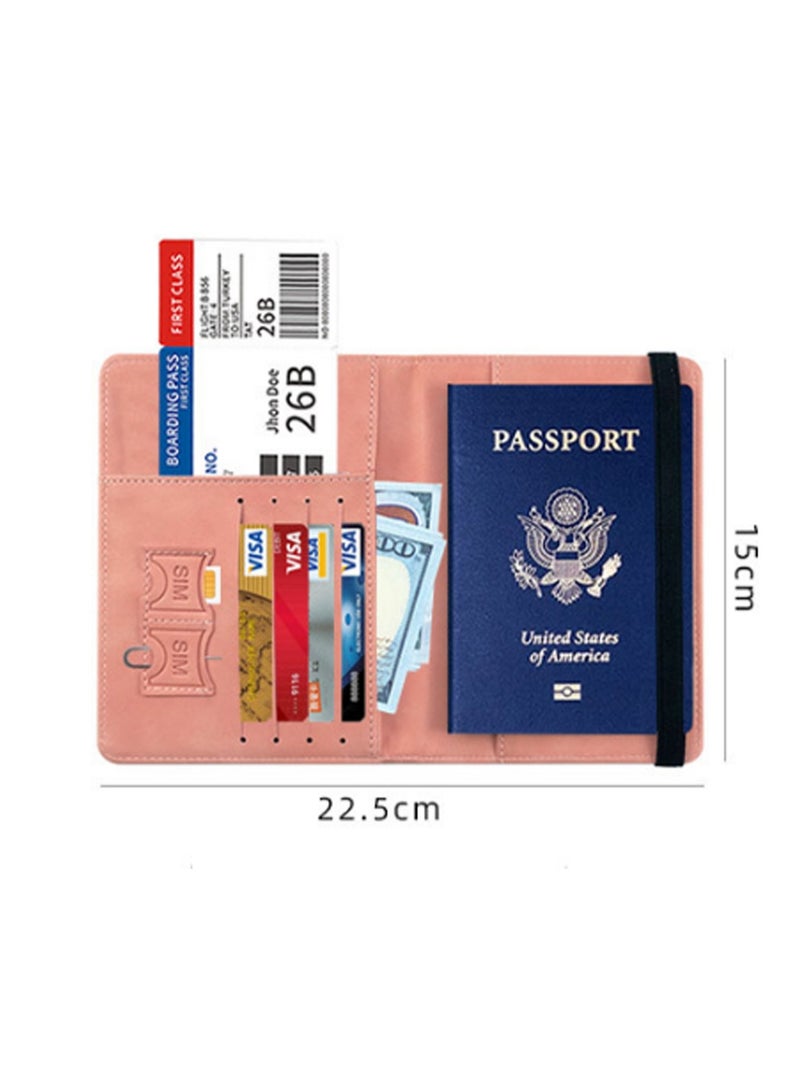 Brown Passport Holder Wallet Case, Passport Holder With Rfid Blocking, Pu Leather Travel Document Holder For Men And Women Travel Accessories - Image 2