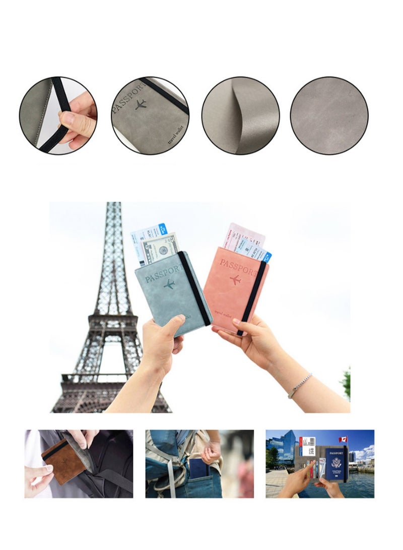 Brown Passport Holder Wallet Case, Passport Holder With Rfid Blocking, Pu Leather Travel Document Holder For Men And Women Travel Accessories - Image 3