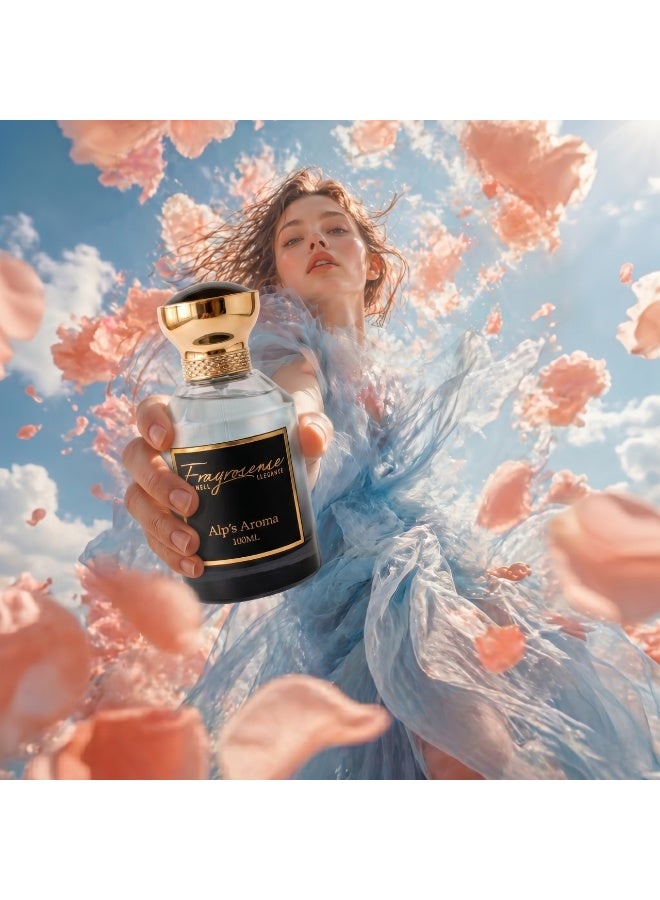 Fragrosense عطر ألبي أروما للنساء 100 مل، عطر زهري فاكهي مسكي يدوم طويلاً مع الليتشي، الراوند، البرغموت، الورد التركي، الفاوانيا، الفانيليا، البخور الكشميري، عطر أنيق أنثوي - Image 3