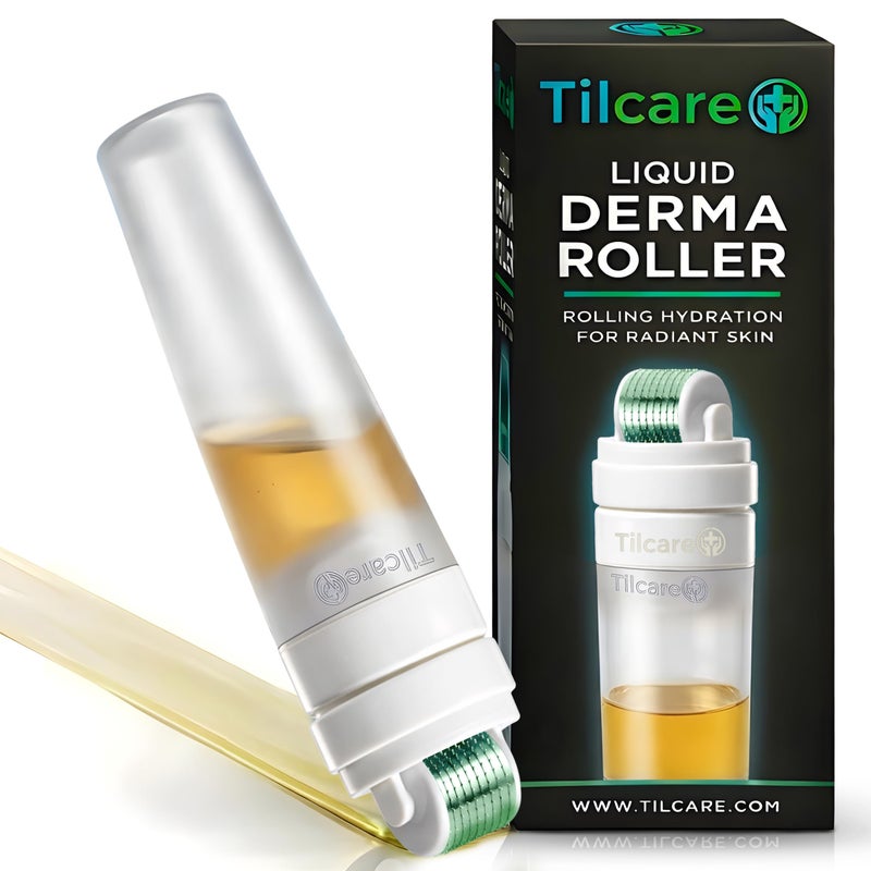 Tilcare Derma Roller for Hair Growth, Face & Beard with Serum Applicator: At Home Microneedling Device, 0.25mm Microneedle Roller for Hair Growth, Micro Needle Kit, Superior to Derma Stamp/Micro Needling Pen - Image 1