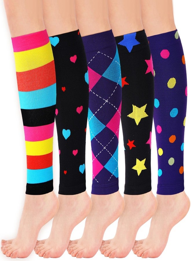 Janmercy 5 Pairs Calf Compression Sleeve Women Footless Compression Socks Support Elastic Leg Sleeve for Runners Nurse Athletic Pregnant - Image 1