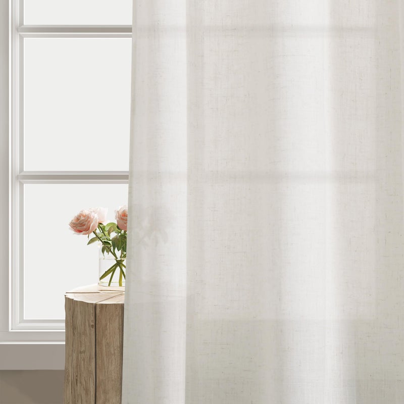 Aersas Cream 72 Inch Long Linen Curtains 2 Panels Set for Living Room Dining Grommet Linen Drapes Light Filter Boho Farmhouse Neutral Semi Sheer Curtain 72 Inches Length for Closet Cabin Bedroom Ivory - Image 3