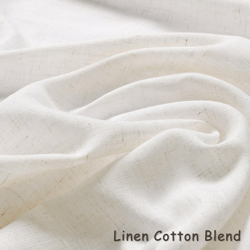 Aersas Cream 72 Inch Long Linen Curtains 2 Panels Set for Living Room Dining Grommet Linen Drapes Light Filter Boho Farmhouse Neutral Semi Sheer Curtain 72 Inches Length for Closet Cabin Bedroom Ivory - Image 4