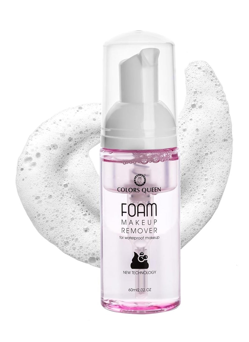 COLORS QUEEN Foam Makeup Remover Liquid 60ml Removes Waterproof Makeup Dirt All Skin Types pink  - Image 1
