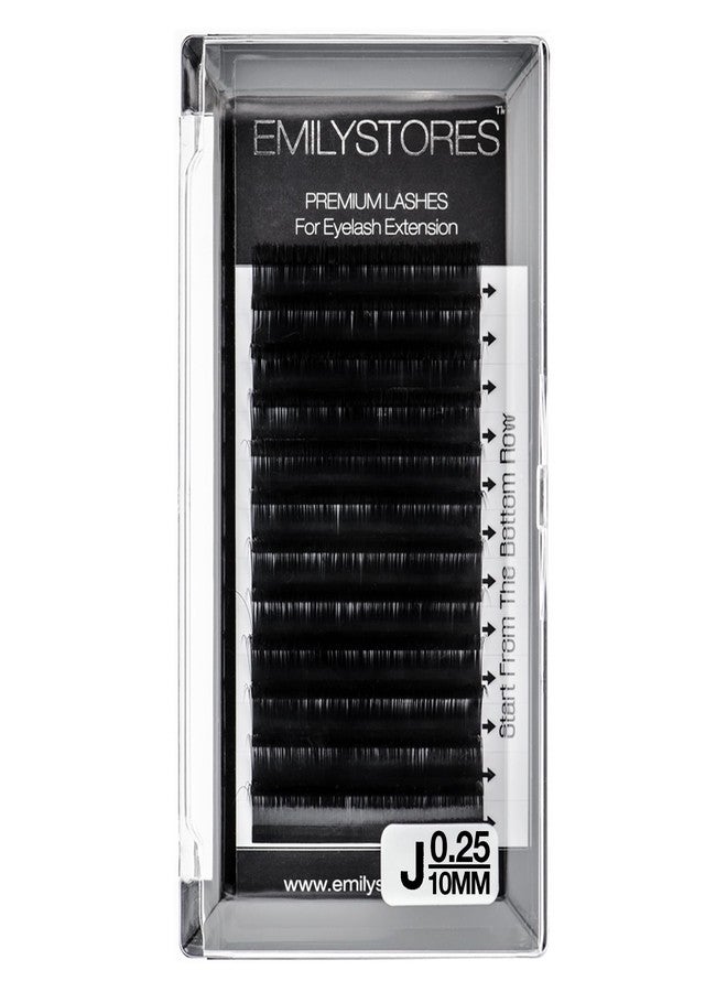 EMILYSTORES Eyelash Extensions 0.25mm Thickness J Curl 8-14mm Length Volume Individual Semi-Dull Black Eyelashes For Salon Lash Bar Eye Lash Extensions (10MM) - Image 1
