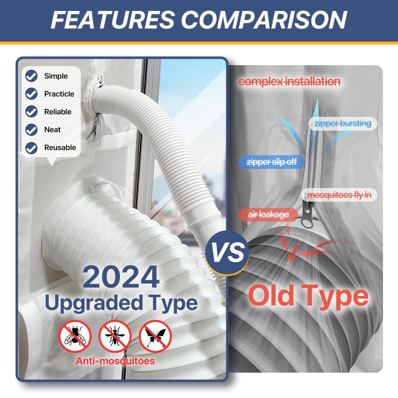 Loviga Universal Sliding Door Seal Kit for Portable Air Conditioner and Dryer, 100% Sealing Dual Hose Support AC Door Vent Kit, 10x75~91 Inch Length Adjustable for Mobile A/C - Image 3