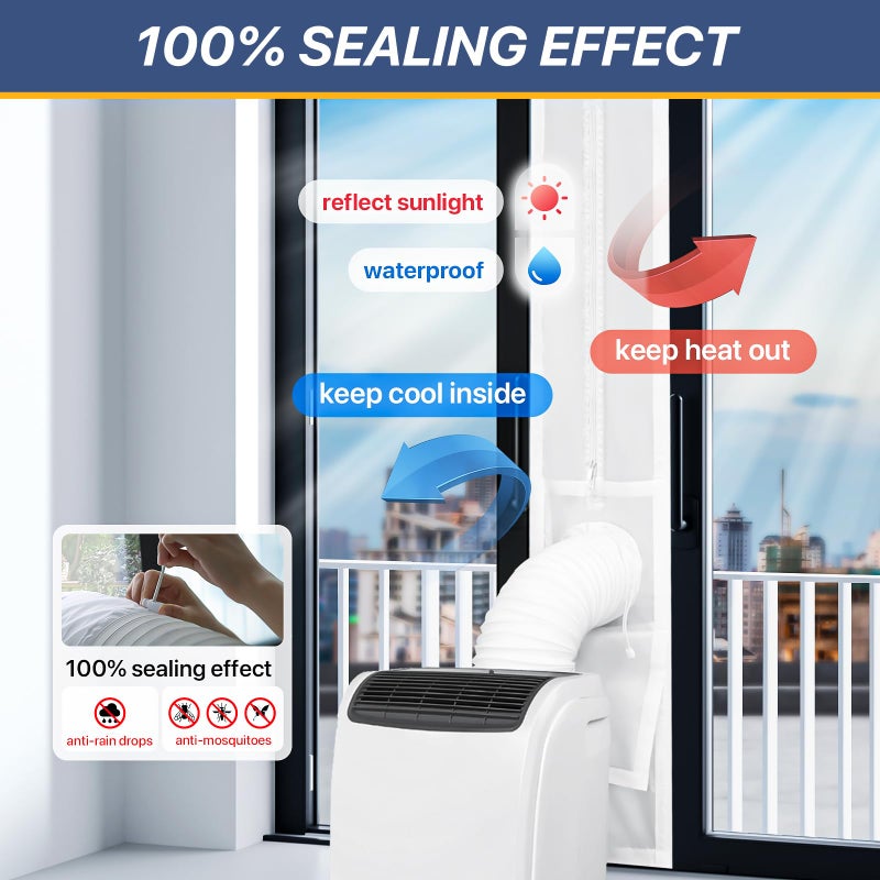 Loviga Universal Sliding Door Seal Kit for Portable Air Conditioner and Dryer, 100% Sealing Dual Hose Support AC Door Vent Kit, 10x75~91 Inch Length Adjustable for Mobile A/C - Image 2