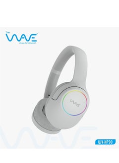 Wave Wireless Stereo Headphones HP30 – RGB Lights, 10-Hour Battery, Noise Reduction, 90° Rotatable, Grey  - Image 1