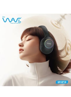 Wave Wireless Stereo Headphones HP30 – RGB Lights, 10-Hour Battery, Noise Reduction, 90° Rotatable, Grey  - Image 2