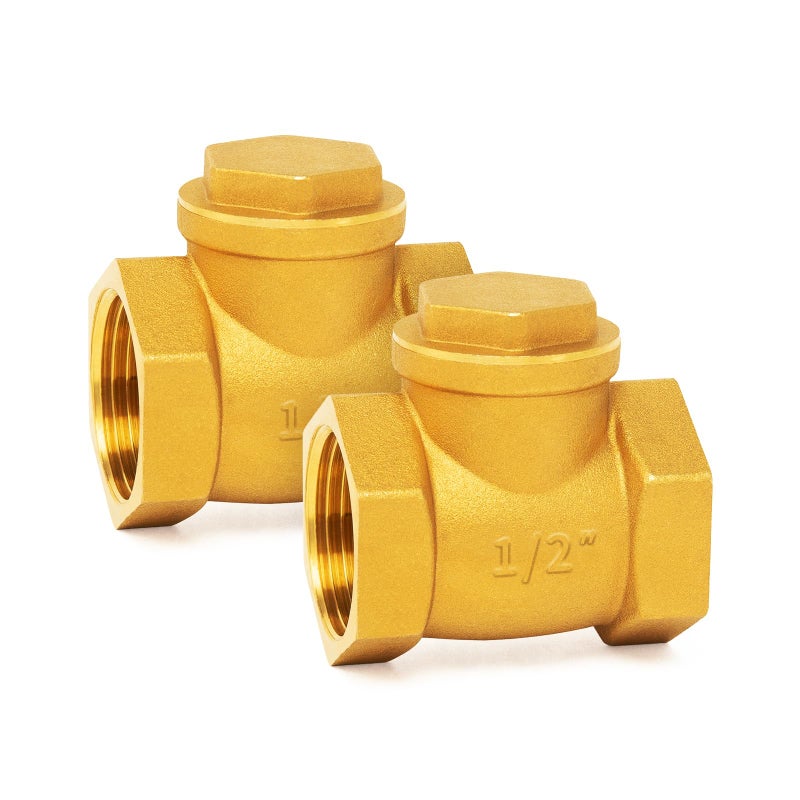 Generic ChillWaves Brass Swing Check Valve DN15 1/2" Female Thread, One-Way Horizontal Non-return Check Valve，Prevent Water Back-flow(2-PACK)  - Image 1