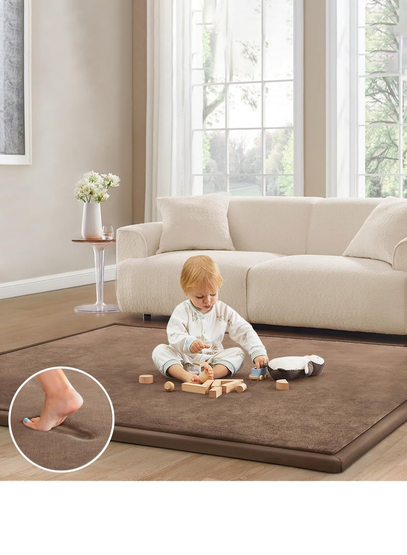 Arabest Baby Play Mat for Floor Tummy Time Mat Nursery Rug Muscle Mat Area Rug Playroom Rug Tatami Mat 9'2"x6'7" Memory Foam 1.3" Thick Crawling Mat for Babies,Toddlers, Infants, Kids,Floor Mat,Coffee - Image 1