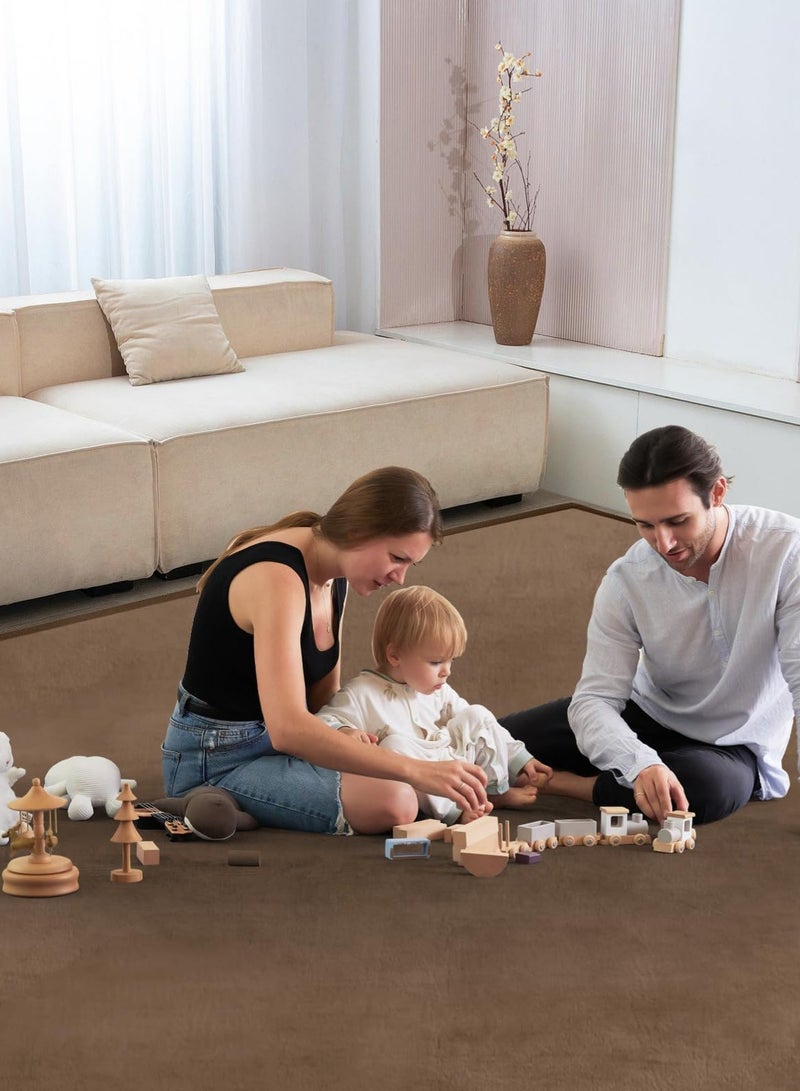 Arabest Baby Play Mat for Floor Tummy Time Mat Nursery Rug Muscle Mat Area Rug Playroom Rug Tatami Mat 9'2"x6'7" Memory Foam 1.3" Thick Crawling Mat for Babies,Toddlers, Infants, Kids,Floor Mat,Coffee - Image 4