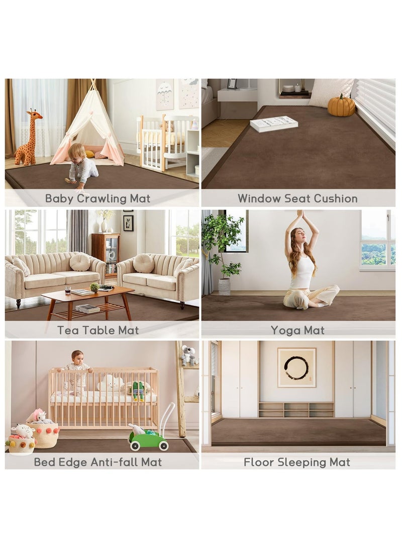 Arabest Baby Play Mat for Floor Tummy Time Mat Nursery Rug Muscle Mat Area Rug Playroom Rug Tatami Mat 9'2"x6'7" Memory Foam 1.3" Thick Crawling Mat for Babies,Toddlers, Infants, Kids,Floor Mat,Coffee - Image 5