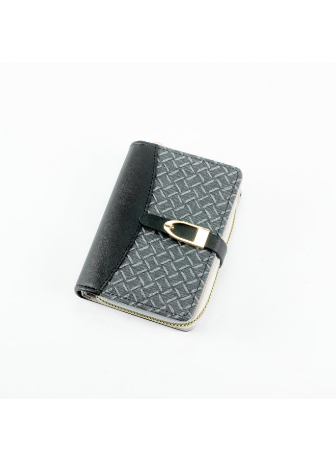 Generic Leather Flip Wallet & Card Holder with Multiple  Pockets and Zipped Pocket Black  - Image 1