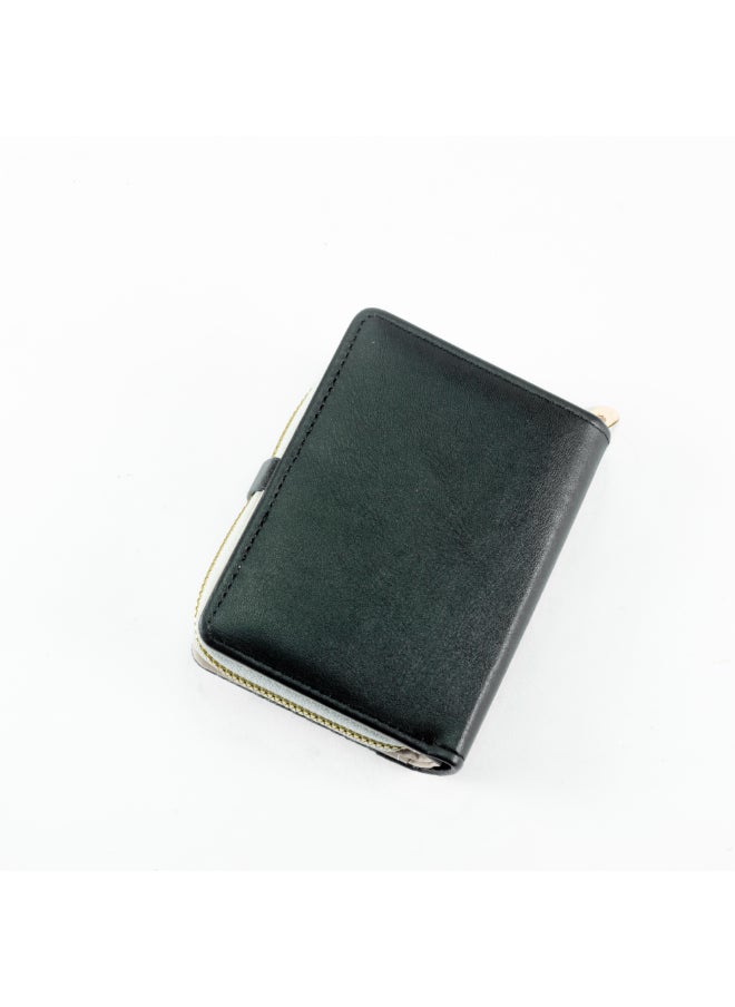 Generic Leather Flip Wallet & Card Holder with Multiple  Pockets and Zipped Pocket Black  - Image 3
