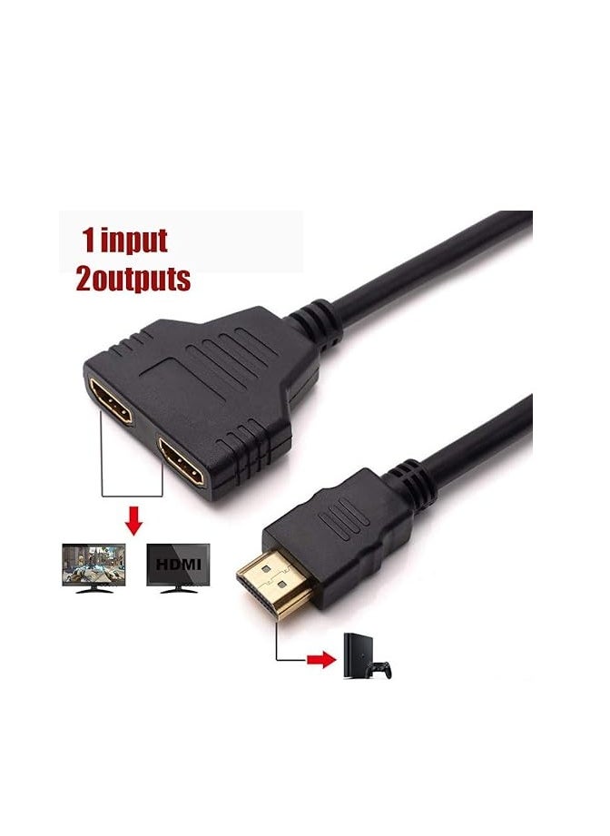 HDMI Cable Splitter 1 in 2 Out, HDMI Splitter Adapter Cable HDMI Male to Dual HDMI Female 1 to 2 Way, Support Two TVs at The Same Time, Signal One in, Two Out