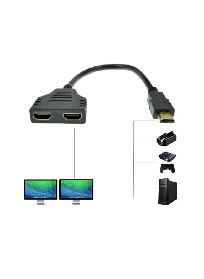 HDMI Cable Splitter 1 in 2 Out, HDMI Splitter Adapter Cable HDMI Male to Dual HDMI Female 1 to 2 Way, Support Two TVs at The Same Time, Signal One in, Two Out