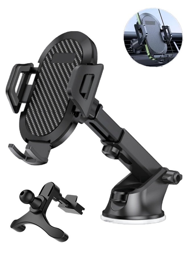 Car Phone Holder, Long Arm Mobile Phone Holder for Car Dashboard Windshield Air Vent, Heat-Resistant Strong Suction Cup, Compatible with All Smartphones - Image 1
