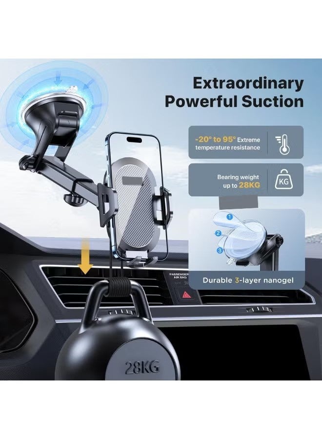 Car Phone Holder, Long Arm Mobile Phone Holder for Car Dashboard Windshield Air Vent, Heat-Resistant Strong Suction Cup, Compatible with All Smartphones - Image 3