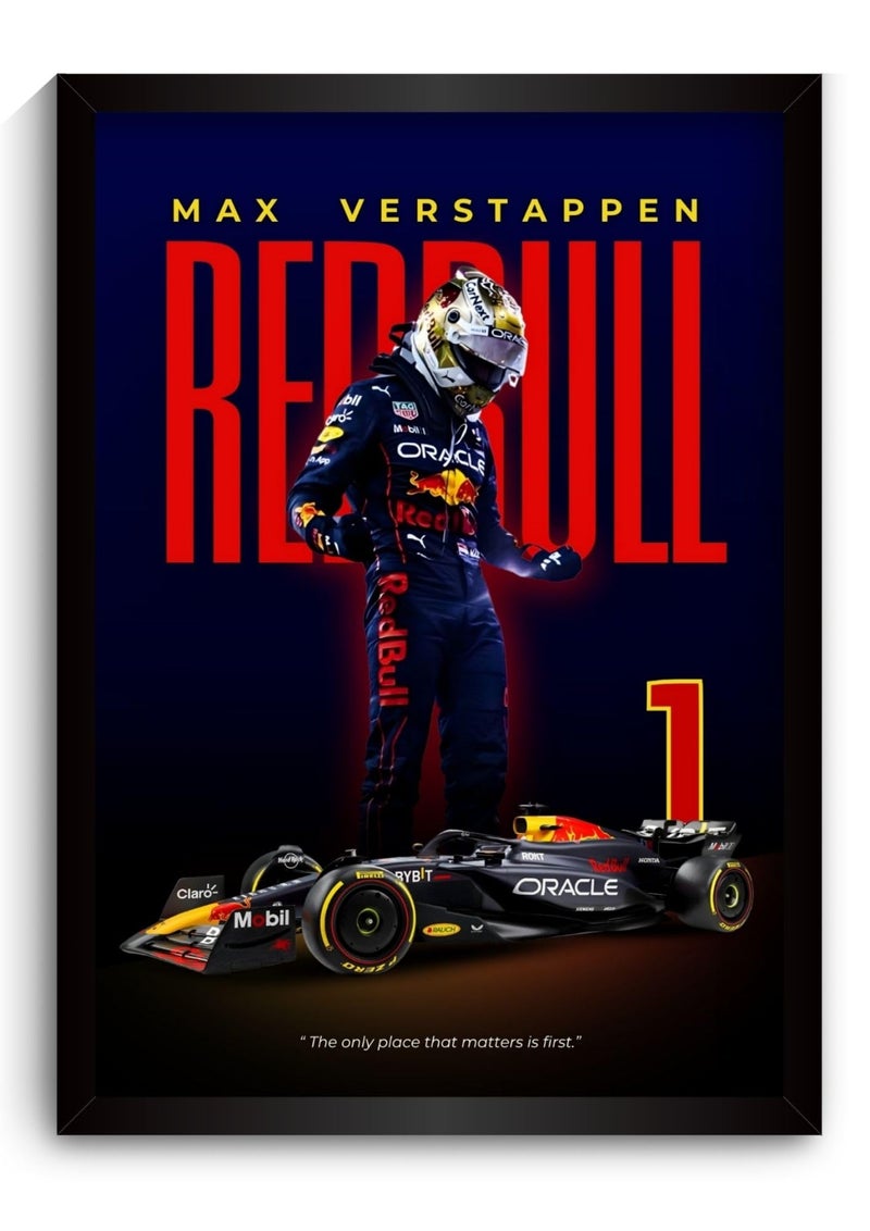Funk You Store Max Verstappen Poster Redbull F1 Poster | Framed Red Bull F1 Car A4 Sized (31 x 23 cm) | Max Verstappen Frame | Redbull Car Posters for Wall, Gift for Boys, Formula 1 Frames | Formula 1 Framed (F_004) - Image 1