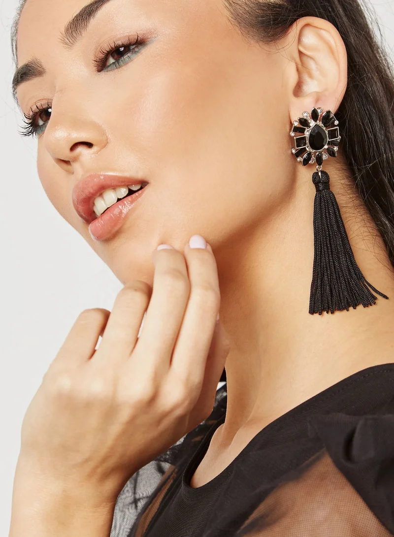FOREVER 21 Rhinestone Tassel Drop Earrings