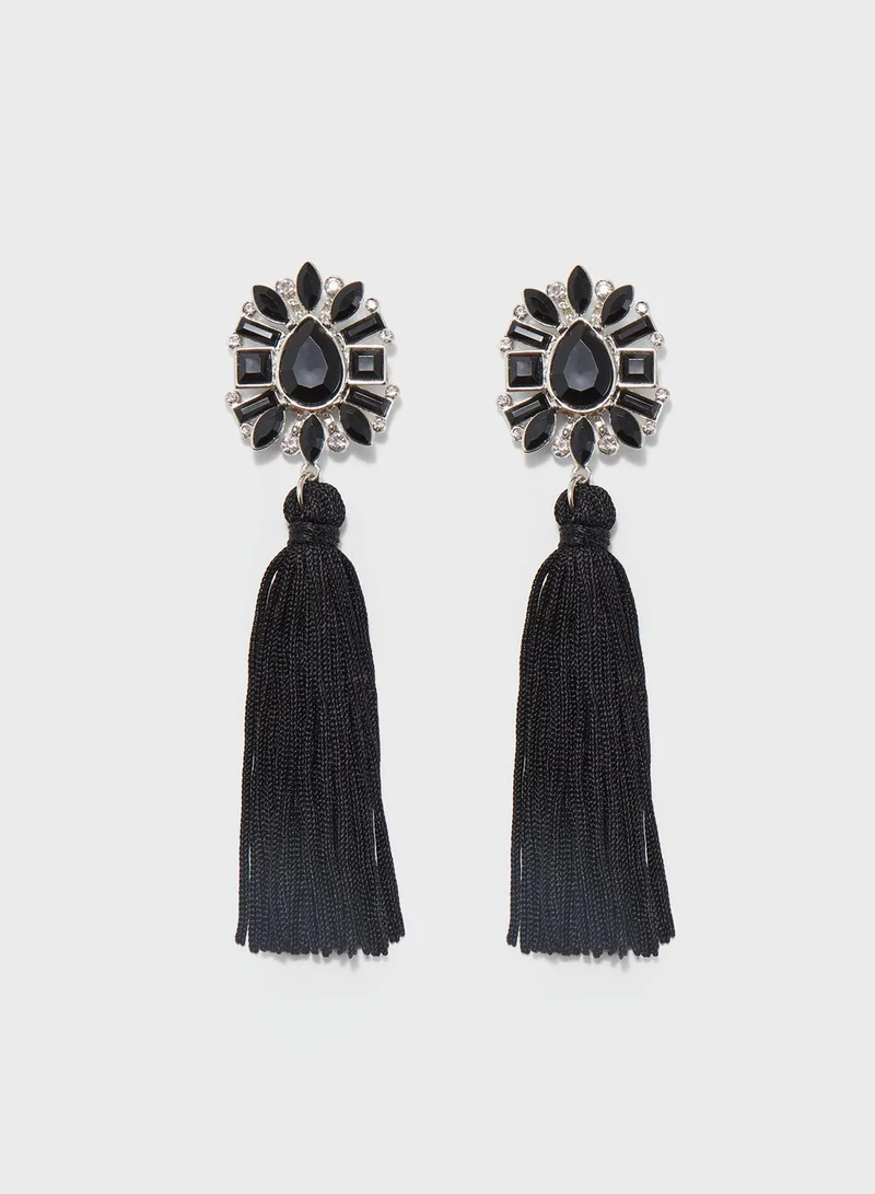 FOREVER 21 Rhinestone Tassel Drop Earrings