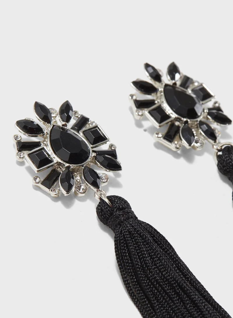 FOREVER 21 Rhinestone Tassel Drop Earrings
