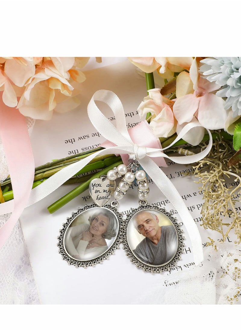 Excefore Wedding Bouquet Charm, Charms for Memory Bridal Lacy Oval Charm Bride Memorial Photo Party  - Image 2