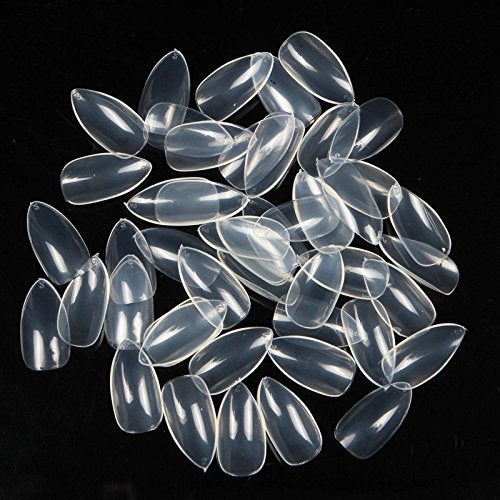 Yimart 500pcspack Stiletto False Nails Clear False Nails Oval Stiletto Sharp Full Nail tips Acrylic UV Gel Full Cover Nail Art Tips Decoration Nails Salon Clear