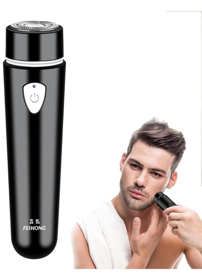 FeiHong Mini Portable Electric Shaver for Men Waterproof, Cordless Pocket Razor for Men USB Rechargeable, Wet and Dry Rotary Shaver-Black  - Image 2