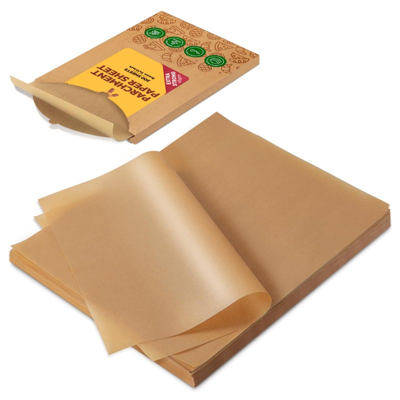 Katbite 200Pcs 9x13 inch Heavy Duty Unbleached Parchment Paper Parchment Paper Sheets for Baking Cookies Cooking Frying Air Fryer Grilling Rack Oven9x13 Inch