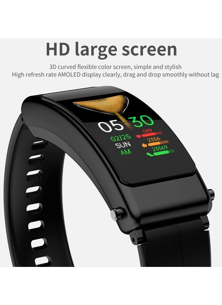 AROAQ - K50 1.08 inch Leather Band Two -in-ONE TWS Earphone Detachable IP67 Waterproof Smart Watch Support Bluetooth Call - Image 1