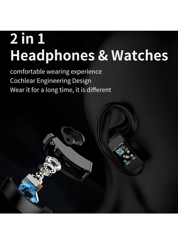 AROAQ - K50 1.08 inch Leather Band Two -in-ONE TWS Earphone Detachable IP67 Waterproof Smart Watch Support Bluetooth Call - Image 1