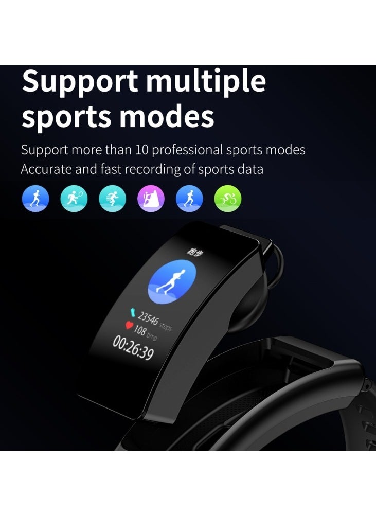 AROAQ - K50 1.08 inch Leather Band Two -in-ONE TWS Earphone Detachable IP67 Waterproof Smart Watch Support Bluetooth Call - Image 1