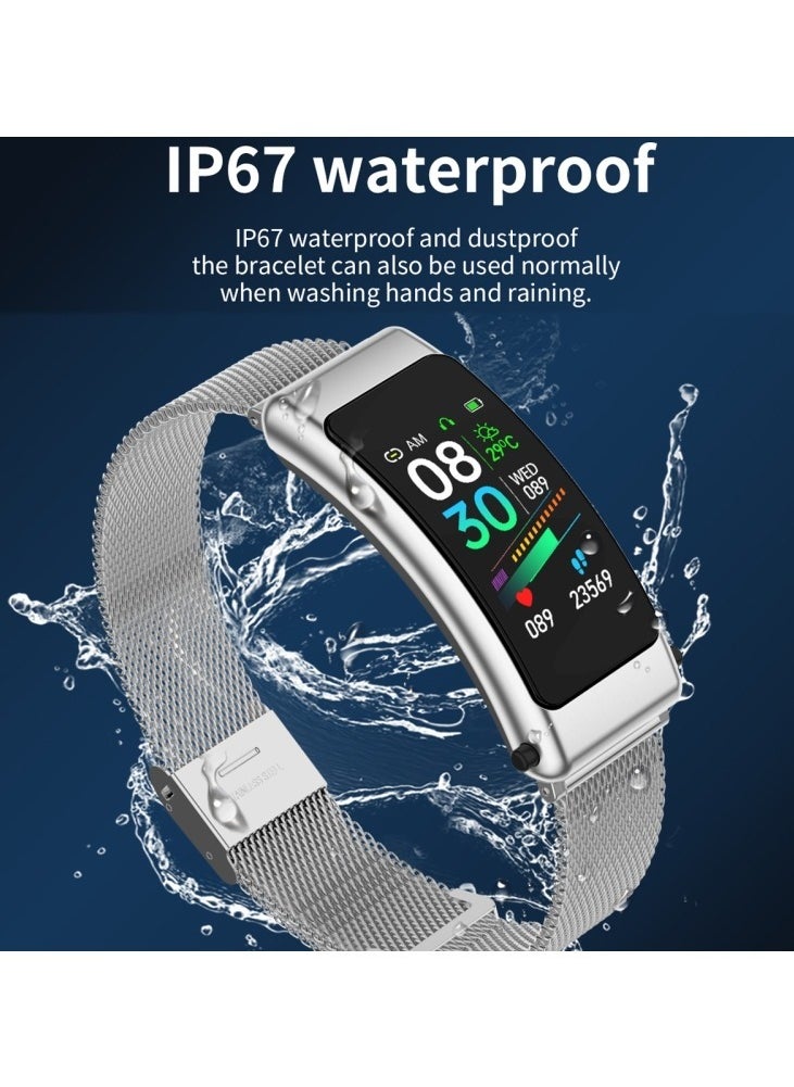AROAQ - K50 1.08 inch Leather Band Two -in-ONE TWS Earphone Detachable IP67 Waterproof Smart Watch Support Bluetooth Call - Image 1