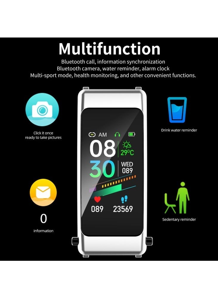 AROAQ - K50 1.08 inch Leather Band Two -in-ONE TWS Earphone Detachable IP67 Waterproof Smart Watch Support Bluetooth Call - Image 1