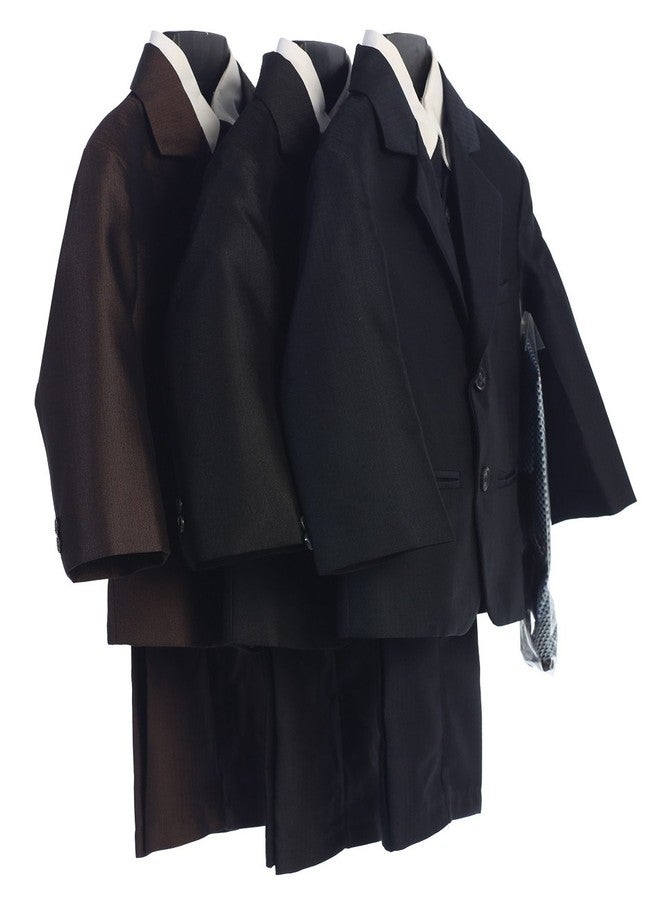 Lito Boy's 2-Button Herringbone Suit with Vest and 2 Ties - Brown M (6 - 12 Months) - Image 3