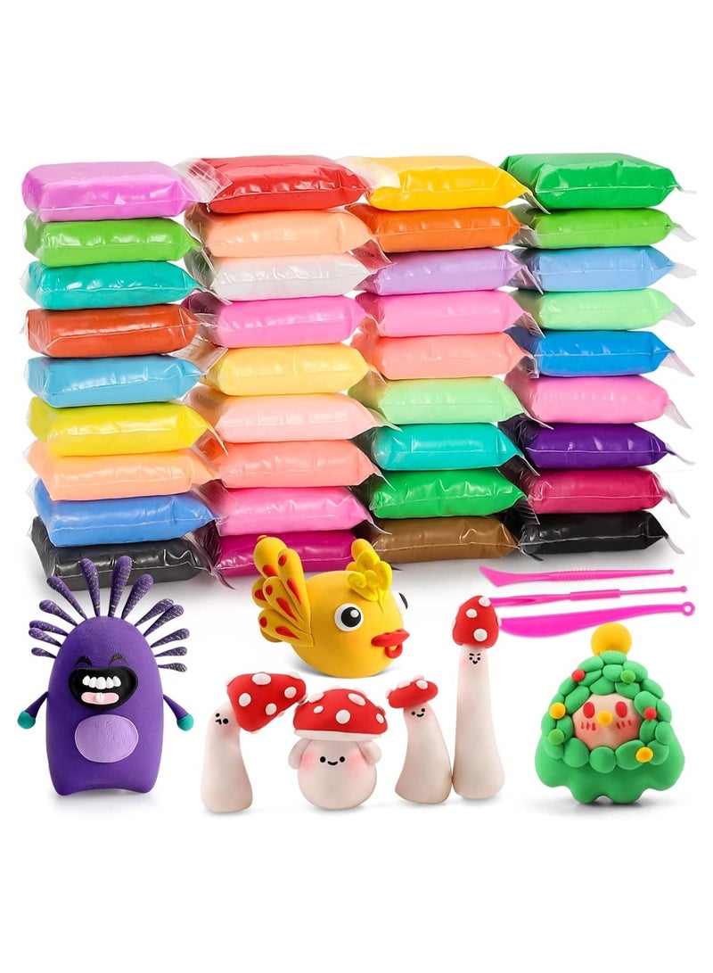 Air Dry Clay Kit, 36 Colors Modeling Clay, Ultra Light Magic Clay with Tools, Safe and Non-Toxic Modeling Clay, Ideal Gift for Kids, Art Crafts Gift for Kids, Not Stick Hands (36 Colors+ Tools) - Image 1