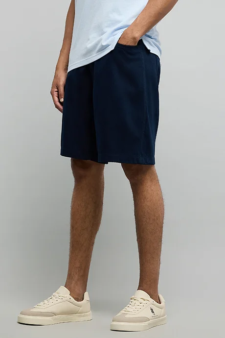 أر أند بي Solid Shorts with Drawstring Waist