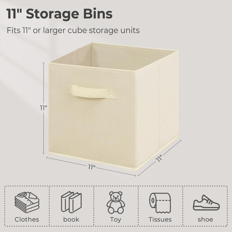 STORAGEIDEAS Easi Storage Cubes, 11 Inch Storage Bins, Set of 9, Foldable Fabric Cube Storage Organizer With Handles, Closet Cube Storage Bins, Collapsible Cubby Storage Organizer for Shelves,Offices, Beige - Image 4
