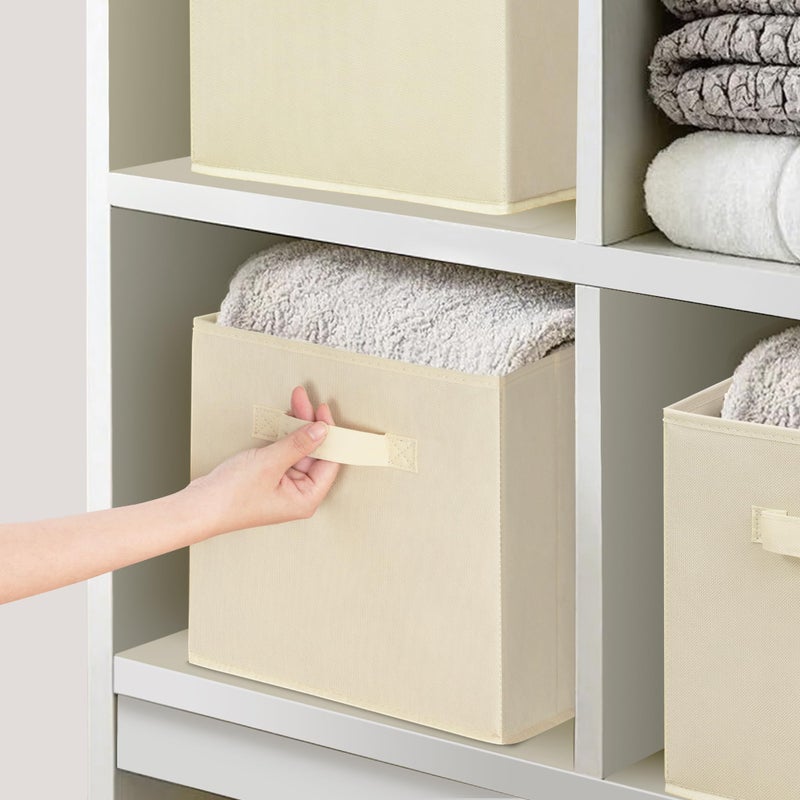 STORAGEIDEAS Easi Storage Cubes, 11 Inch Storage Bins, Set of 9, Foldable Fabric Cube Storage Organizer With Handles, Closet Cube Storage Bins, Collapsible Cubby Storage Organizer for Shelves,Offices, Beige - Image 3