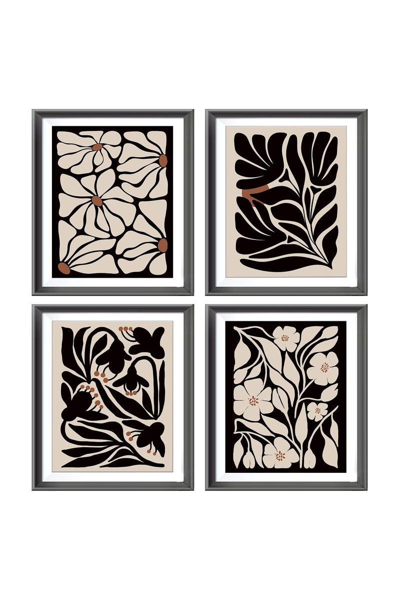 AEHIE Abstract Boho Black Flowers Plant Poster Prints for Home Living Girl Room Dorm Office Decor - Image 1