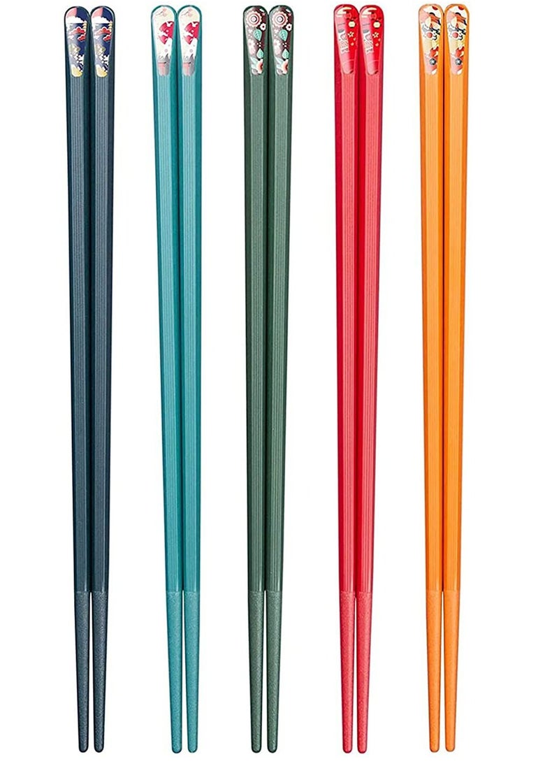 Y&D - Fiberglass Chopsticks Reusable Dishwasher Safe Colorful Chopstick with Different Asian Pattern Non Slip Chop Sticks 5 Pair - Image 1