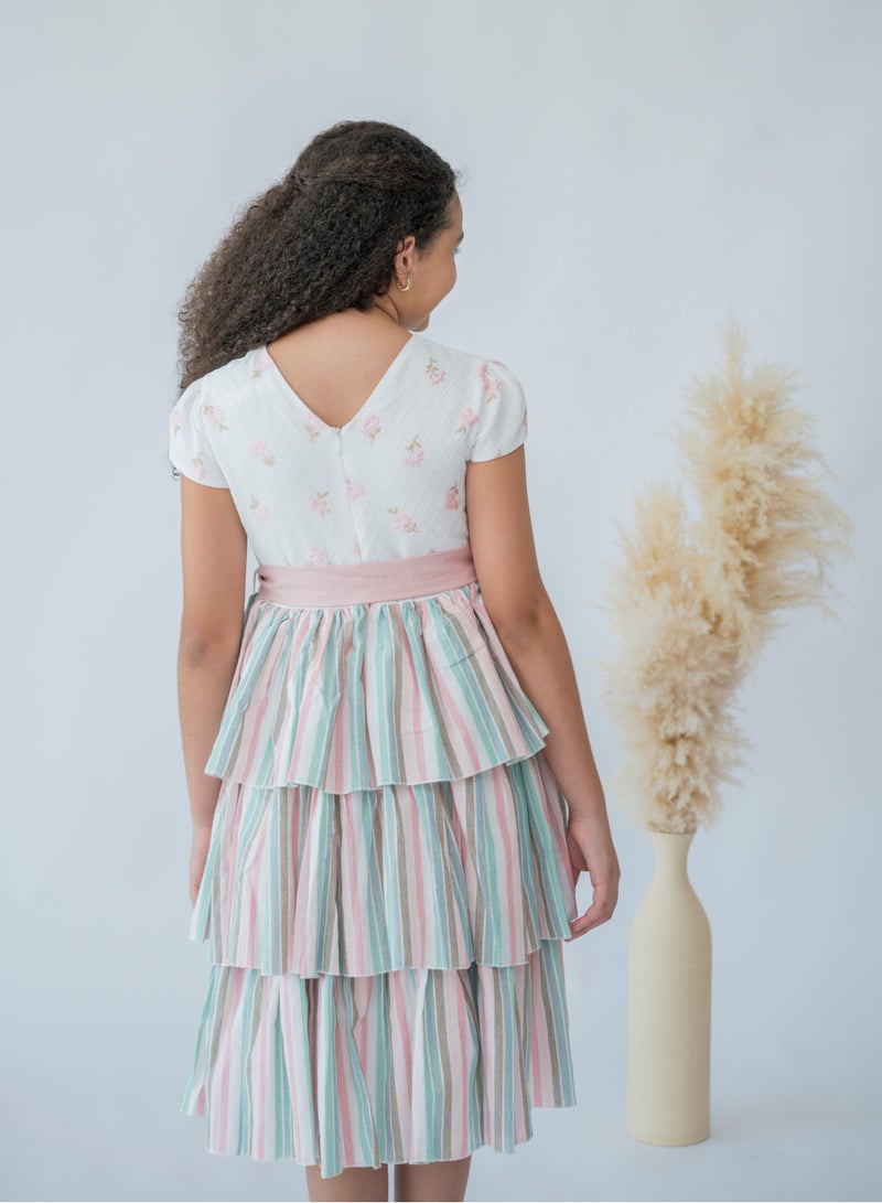 LALEENA Carnival Stripes Tiered Dress - Image 5
