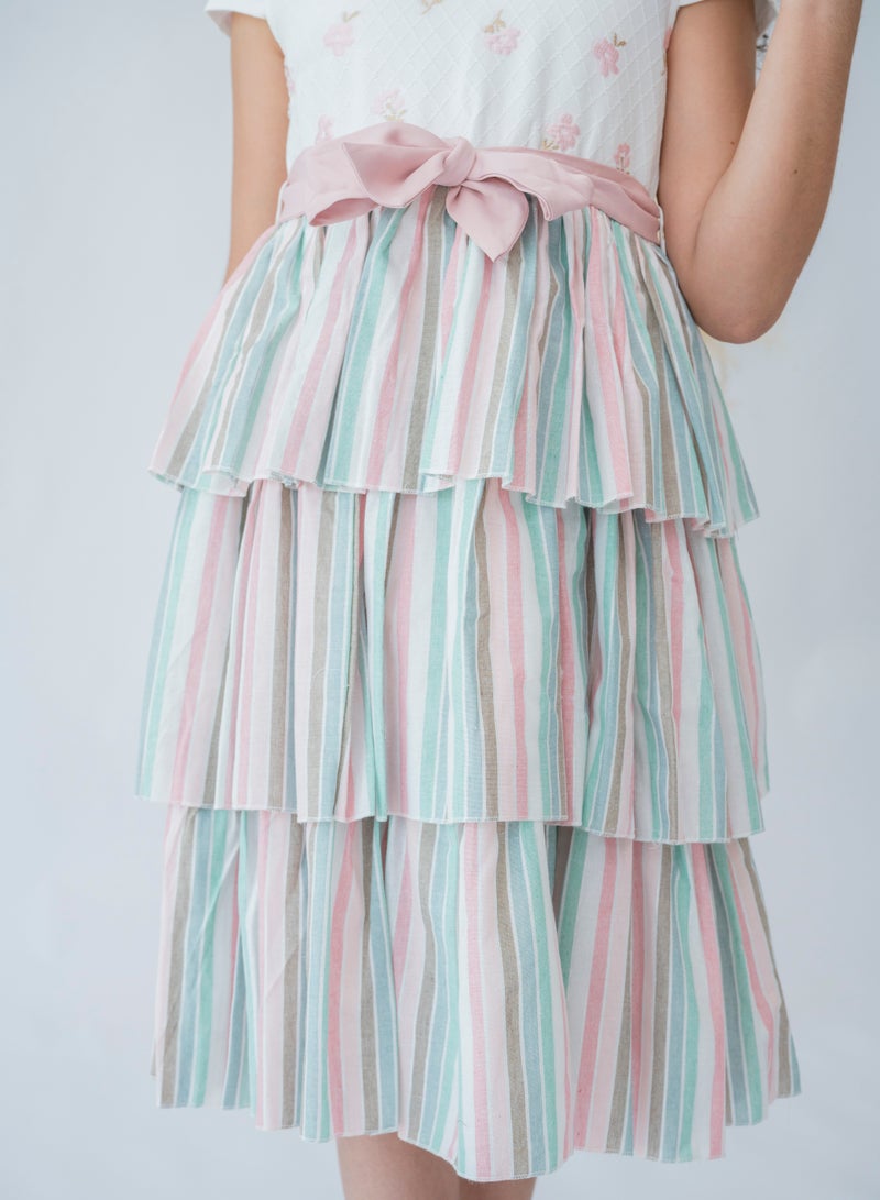 LALEENA Carnival Stripes Tiered Dress - Image 4