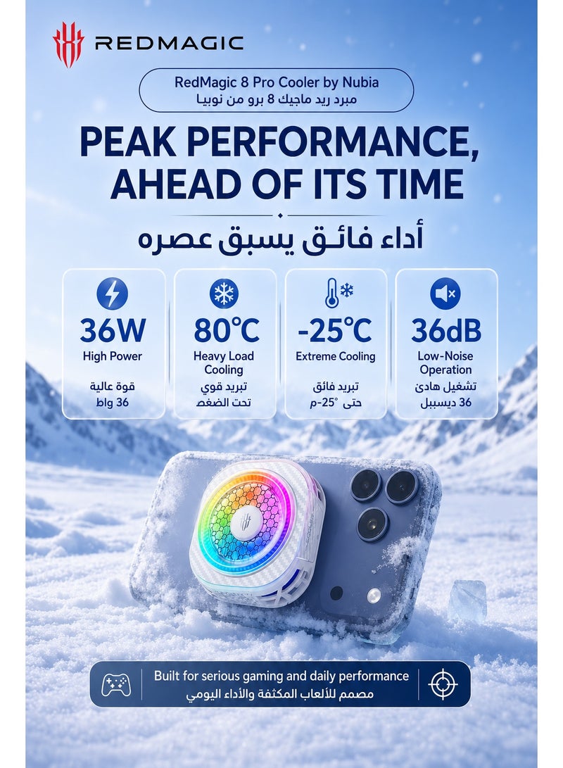 REDMAGIC Phone Cooler RedMagic 8 Pro Magnetic Phone/Tablet Cooler – 36 W Ultra-Cooling Gaming Fan with Graphene Heatsink, Magnetic Mount & Clip – Cooling Fan For iPhone, Samsung, Tablets, iPad & Steam Deck (Perfect for PUBG Mobile, COD & More) - Image 2