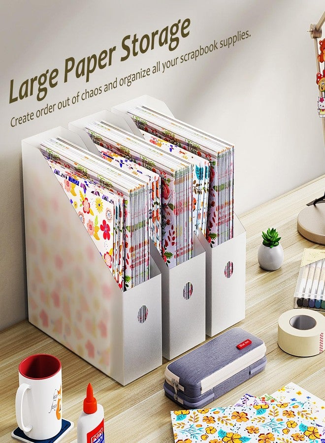 Hukado 6PCS Scrapbook Paper Storage, Foldable Scrapbook Holder with 4 Pieces Sticky Index Tabs, 12x12 Paper Storage Organizer, Files, Craft Vinyl, Cardstock, Magazines, Documents - Image 2