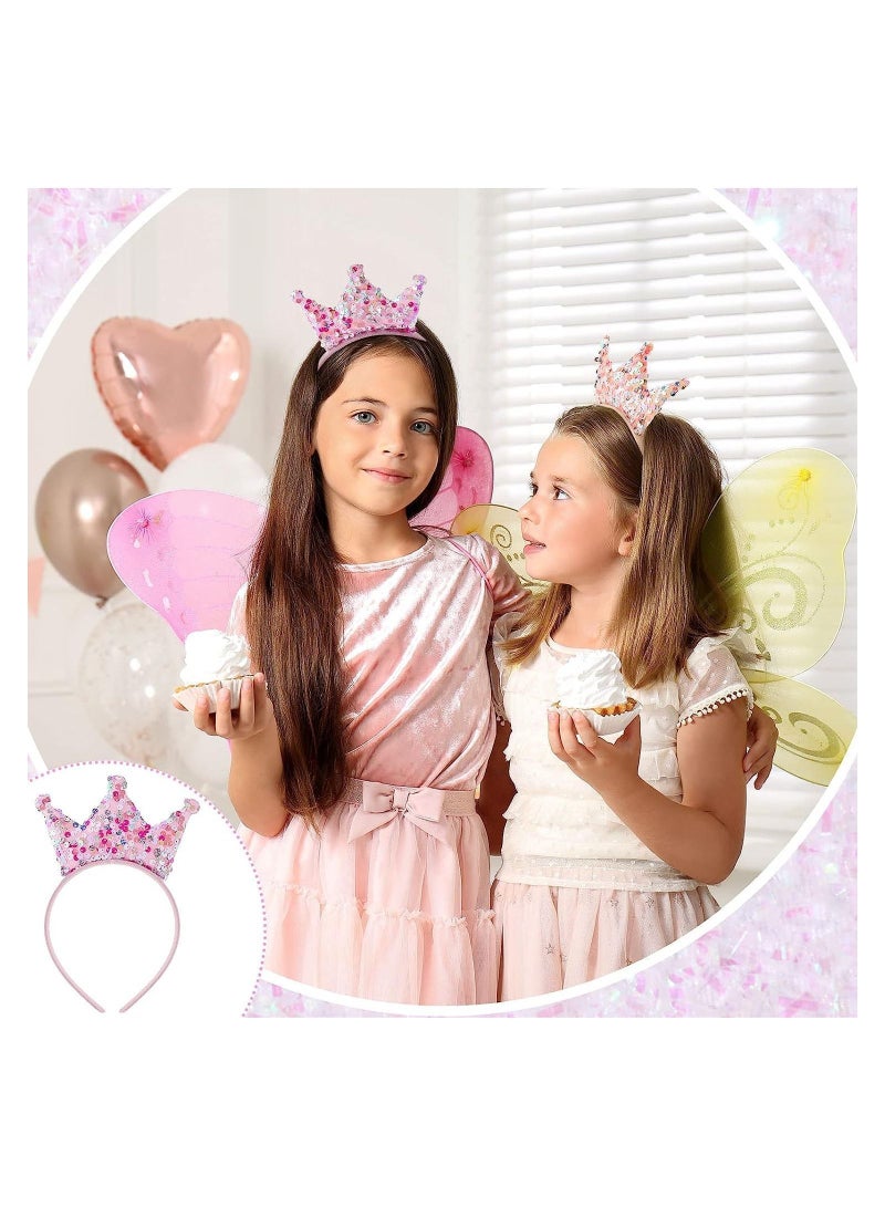 Y&D Sequin Crown Headband 12 Packs Glitter Headbands Princess Party Favors Elastic Tiaras for Girls Crowns Little Bling Accessories Women Birthday - Image 4