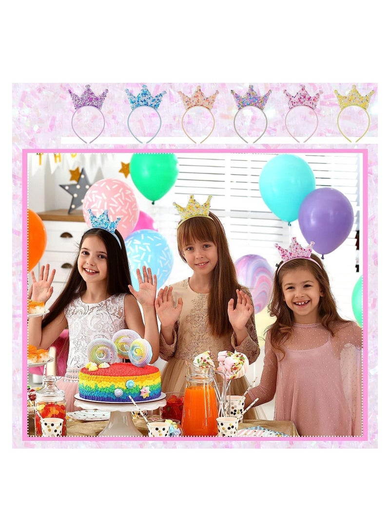 Y&D Sequin Crown Headband 12 Packs Glitter Headbands Princess Party Favors Elastic Tiaras for Girls Crowns Little Bling Accessories Women Birthday - Image 3
