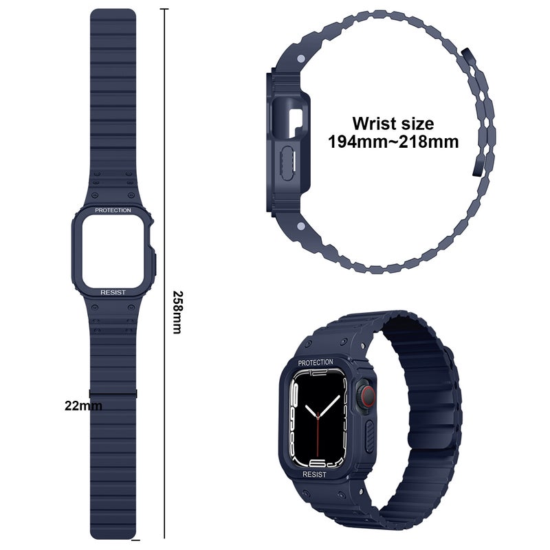 إيروريكس سوار ساعة سيليكون مدمج بإطار لساعة Apple Watch Series 8&7 45 مم / Se 2&6&Se&5&4 44 مم (أسود) - Image 5